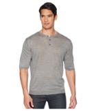 Eleventy Short Sleeve Linen Henley (light Grey) Men's T Shirt