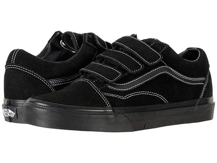 Vans Old Skool V ((white Stitch) Suede/black) Skate Shoes
