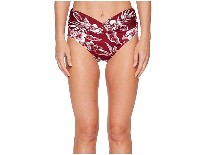 Miraclesuit Hibiskiss Mid-rise V-kini Bottom (pompei Red) Women's Swimwear