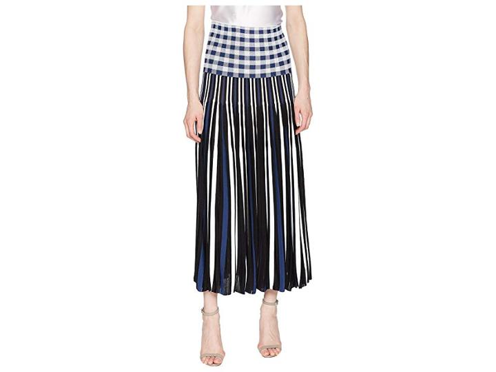 Sonia Rykiel Vichy Plaid Pleats Skirt (blue/white) Women's Skirt