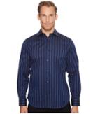 Bugatchi Long Sleeve Classic Fit Point Collar W/ Pocket (midnight) Men's Long Sleeve Button Up