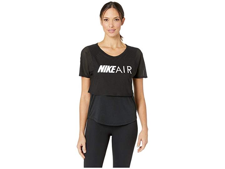 Nike Air Top Short Sleeve Graphic (black/white) Women's Clothing