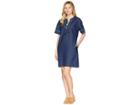 Lauren Ralph Lauren Lace-up Denim Shift Dress (spring Blue Wash) Women's Dress