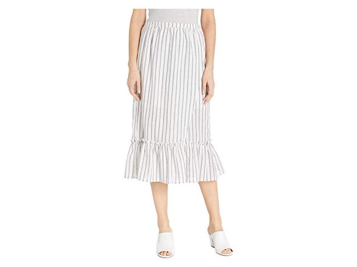 Minkpink Baja Faux Wrap Midi Skirt (white/black) Women's Skirt