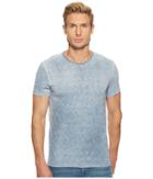 John Varvatos Star U.s.a. Short Sleeve Striped Crew Reverse Spray K3589u1b (steel Blue) Men's Clothing