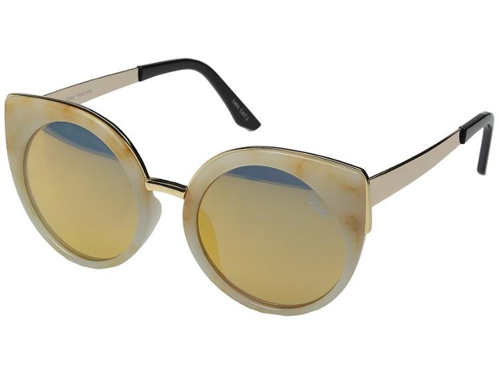 Quay Australia Last Dance (white Marble/gold) Fashion Sunglasses