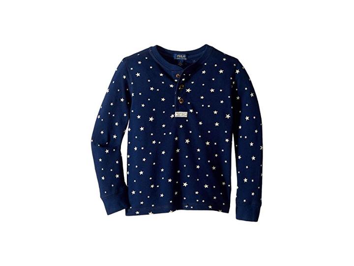 Polo Ralph Lauren Kids Star Print Cotton Mesh Henley (little Kids/big Kids) (eastside Royal) Boy's Long Sleeve Pullover