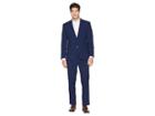 Kenneth Cole Reaction Stretch Slim Fit Performance 32 Finished Bottom Suit (blue Check) Men's Suits Sets