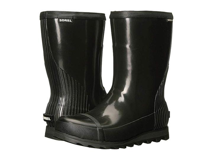 Sorel Joan Rain Short Gloss (black/sea Salt) Women's Waterproof Boots