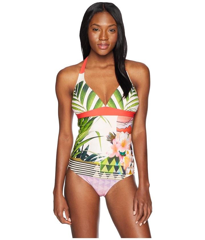 Prana Lahari One Piece (carmine Pink Paradise) Women's Swimsuits One Piece