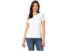 Calvin Klein Short Sleeve Lace Top (white) Women's Clothing