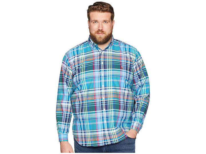 Polo Ralph Lauren Big Tall Oxford (cerulean/yellow Multi) Men's Clothing