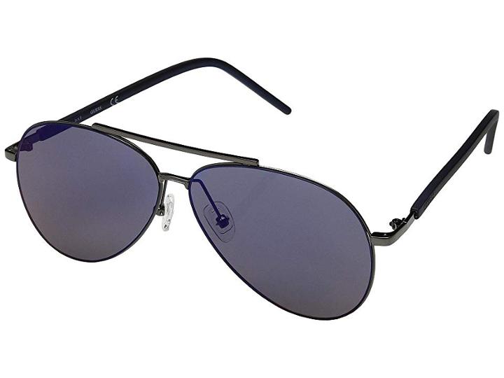 Guess Gf0175 (shiny Gunmetal/blue Mirror) Fashion Sunglasses
