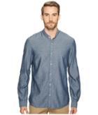 John Varvatos Star U.s.a. Button Down Banded Collar Shirt (indigo) Men's Clothing