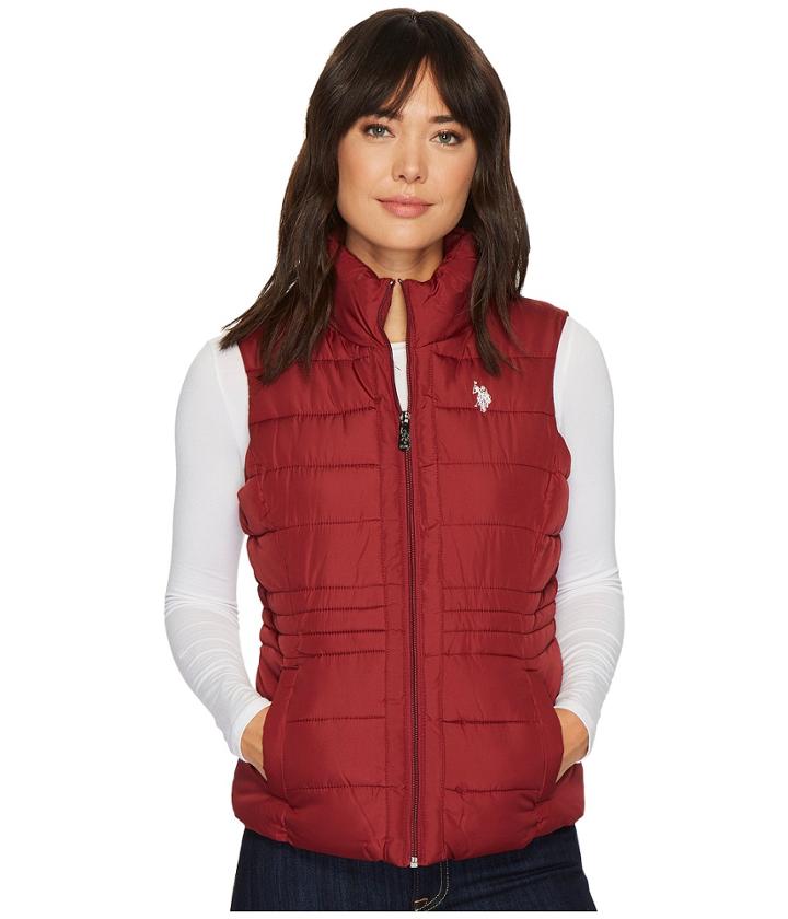 U.s. Polo Assn. Quilted Vest With Sherpa Lining (rumba Red) Women's Vest
