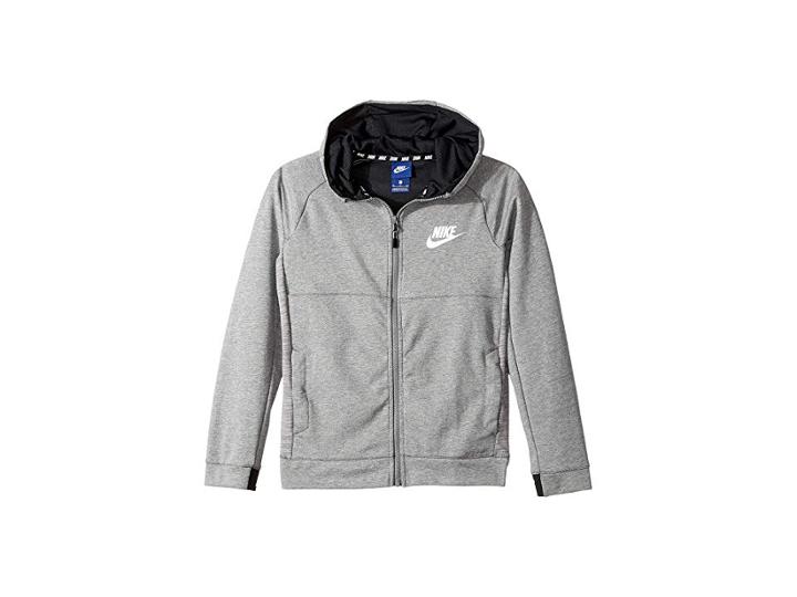 Nike Kids Sportswear Advance 15 Full Zip Hoodie (little Kids/big Kids) (dark Grey Heather/black/white) Boy's Sweatshirt