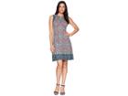 Maggy London Carpet Medallion Printed Scuba Fit And Flare (soft White/red) Women's Dress