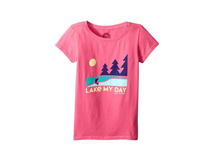 Life Is Good Kids Lake My Day Tee (little Kids/big Kids) (fiesta Pink) Girl's T Shirt