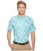 Vineyard Vines Electric Palm Short Sleeve Slim Tucker Shirt (aquamarine) Men's Clothing