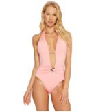 Trina Turk Studio Solids Halter One-piece (light Coral) Women's Swimsuits One Piece