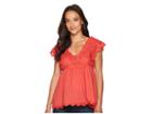 Lucky Brand Eyelet Tank Top (poppy Red) Women's Short Sleeve Pullover