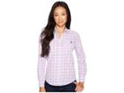 U.s. Polo Assn. Long Sleeve Plaid Poplin Shirt (pink Zinc) Women's Clothing