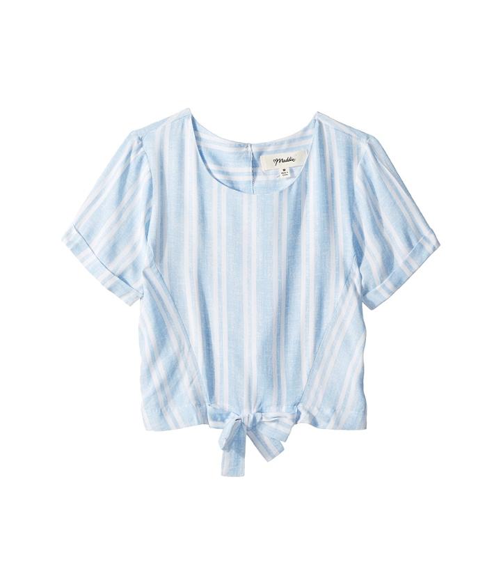 Maddie By Maddie Ziegler Rayon Challis Print Woven Tee With Tie Front (big Kids) (blue) Girl's T Shirt