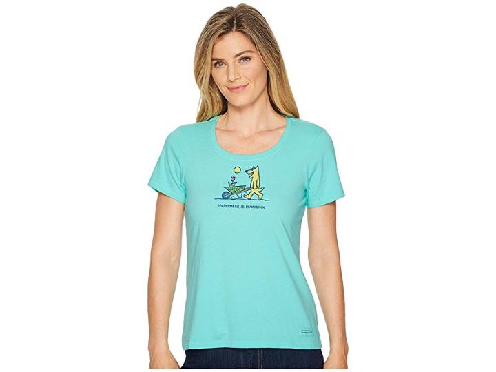 Life Is Good Happiness Is Homemade Crusher Scoop Tee (cool Aqua) Women's T Shirt