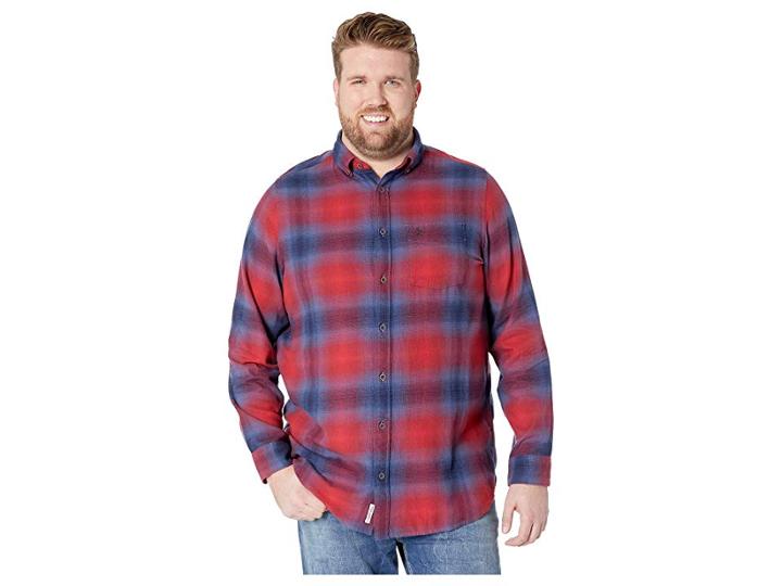 Original Penguin Big Tall Ombre Plaid Cotton Long Sleeve Woven (biking Red) Men's Clothing