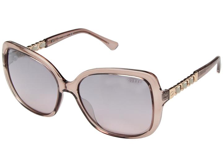 Guess Gf6060 (crystal Mauve With Silver/pink Gradient Flash Lens) Fashion Sunglasses