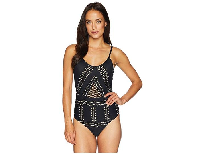 Jets Swimwear Australia Impressions Tank One-piece (black) Women's Swimsuits One Piece
