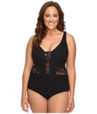 Becca By Rebecca Virtue Plus Size Color Play One-piece (black) Women's Swimsuits One Piece