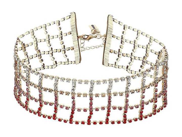 Steve Madden Cage Design Choker Necklace (red Warm-tone/yellow Gold-tone) Necklace