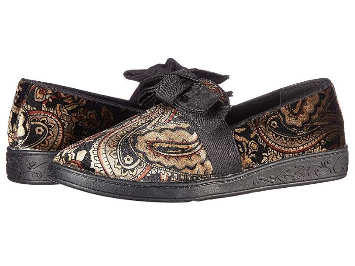 Soft Style Pazazz (black Paisley Velvet) Women's Flat Shoes