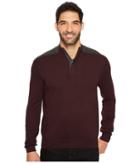 Perry Ellis Color Block Quarter Zip Sweater (port) Men's Sweater