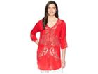Johnny Was Arlene Applique Tunic (strawberry) Women's Blouse