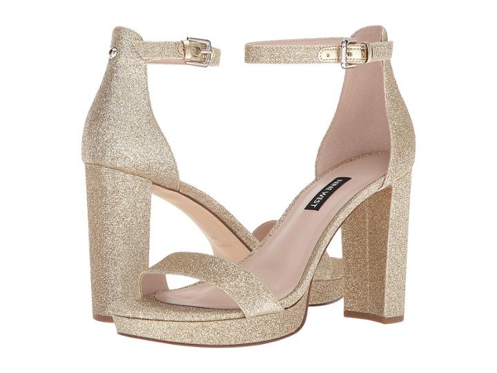 Nine West Dempsey Platform Heel Sandal (light Gold Synthetic) Women's Shoes