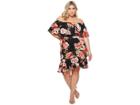 Kari Lyn Plus Size Ivy Off The Shoulder Floral Dress (black/pink) Women's Dress