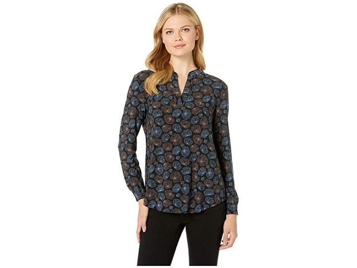 Anne Klein Justine Print Split-neck Tunic (anne Black/versailles Combo) Women's Blouse
