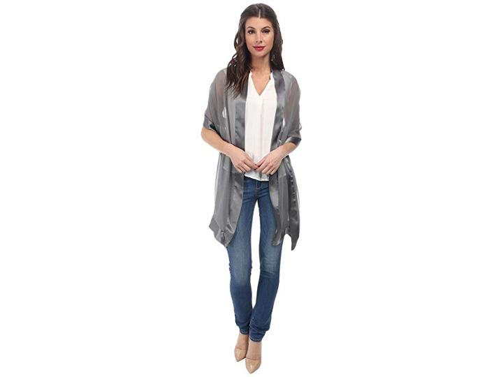 Echo Design Silk Chiffon W/satin Border (silver) Women's Clothing