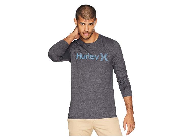Hurley One Only Push Through Long Sleeve Tee (black Heather) Men's T Shirt