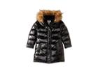 Appaman Kids Long Down Coat With Faux Fur Hood (toddler/little Kids/big Kids) (sparkle Black) Girl's Coat