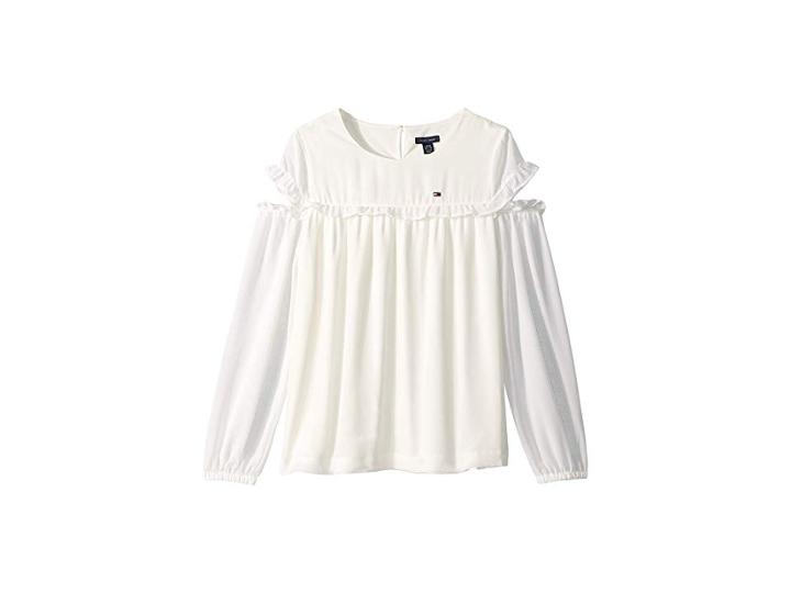 Tommy Hilfiger Kids Chiffon Top (big Kids) (egret) Girl's Clothing