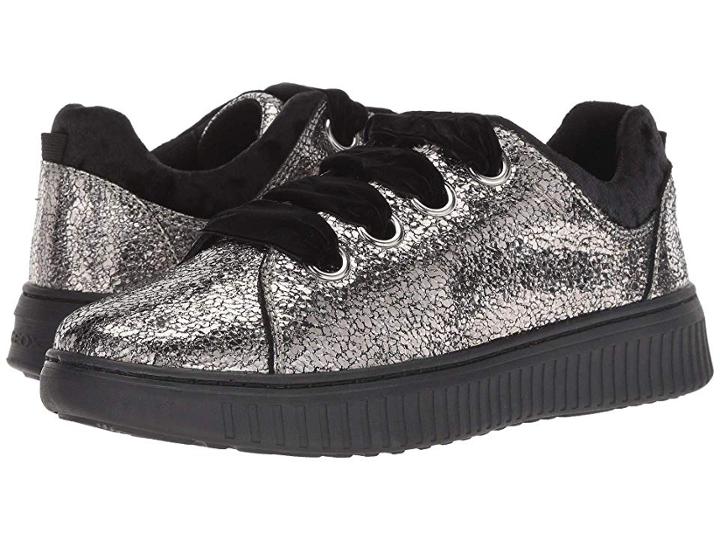 Geox Kids Disco Mix Girl 4 (big Kid) (dark Silver) Girl's Shoes