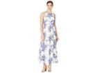 Nine West Smocked Halter Neckline Maxi Dress (ivory/admiral Multi) Women's Dress