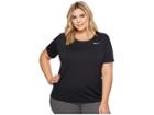 Nike Pro Mesh Short Sleeve Top (size 1x-3x) (black/white) Women's Workout
