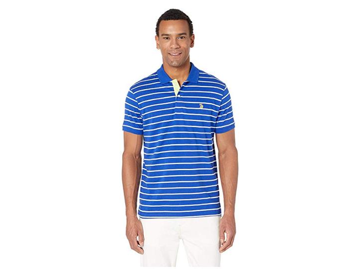 U.s. Polo Assn. Slim Fit Fine Stripe Polo (cobalt Blue) Men's Clothing