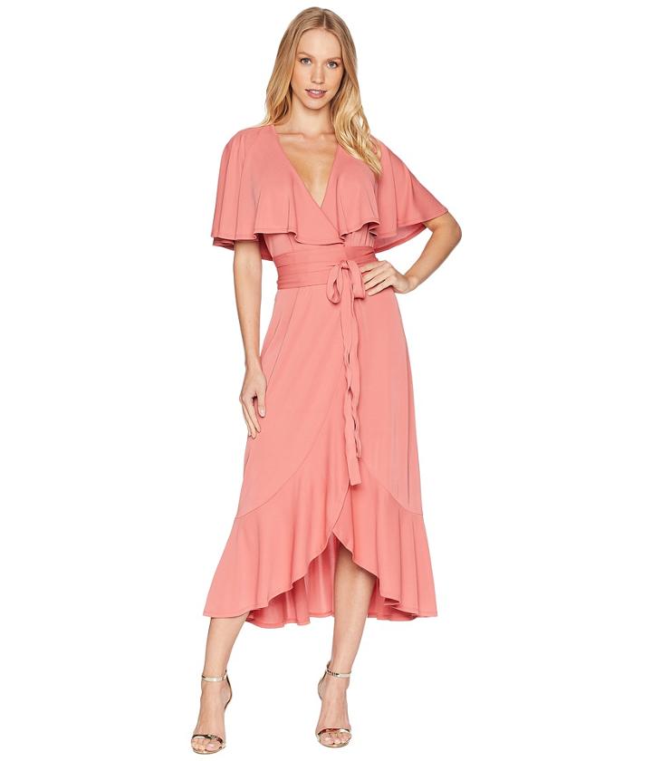 Juicy Couture Knit Jersey Wrap Midi Dress (dusty Terracotta) Women's Dress