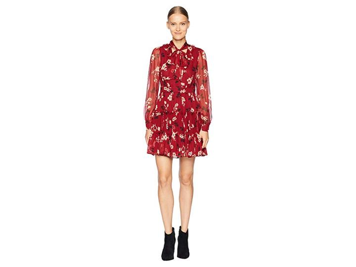 Kate Spade New York So Foxy Camelia Chiffon Mini Dress (deep Russet) Women's Dress