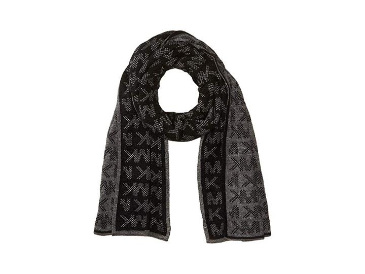 Michael Michael Kors Grid Logo Muffler (black/derby/gunmetal) Scarves